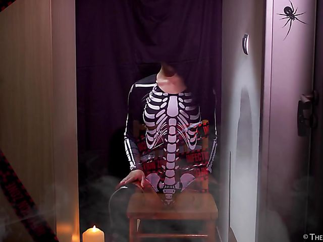 Alexis Crystal fingering herself while preparing for Halloween