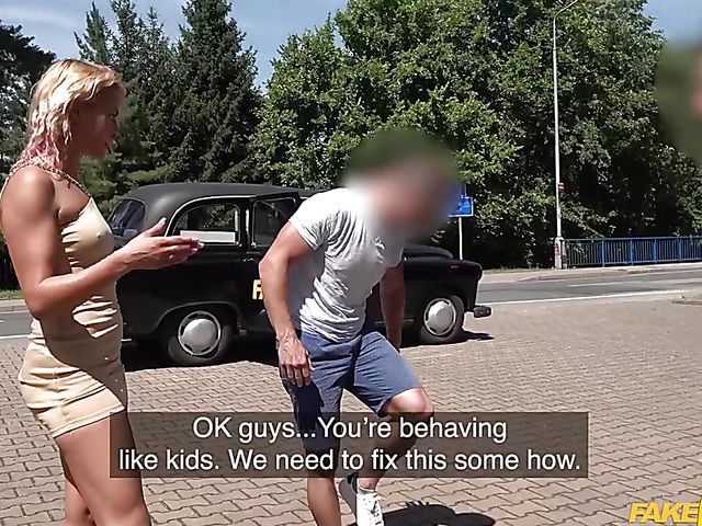 Cherry Kiss leaves the taxi for outdoor anal 3some