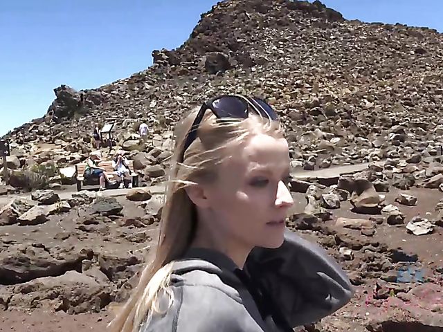 Paris White gets fucked in the mountains on the way to nudist beach