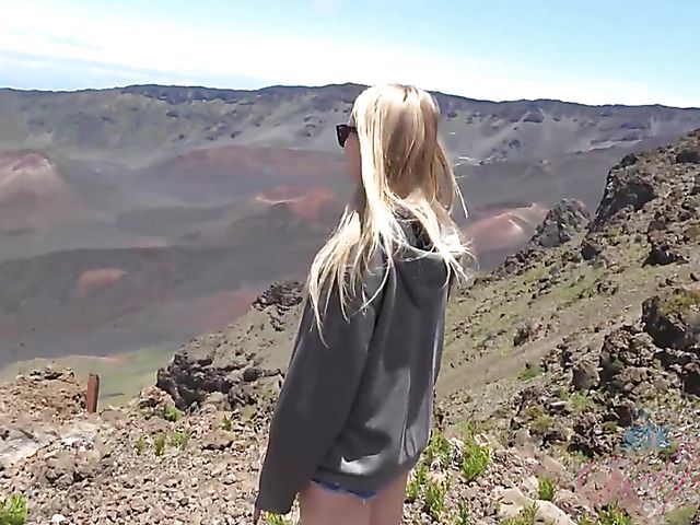 Paris White gets fucked in the mountains on the way to nudist beach