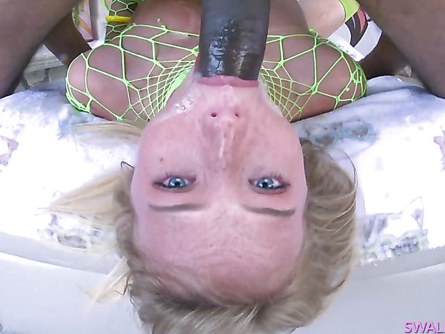 Sloppy BBC swallow with pale girl in a fishnet bodysuit Dixie Lynn