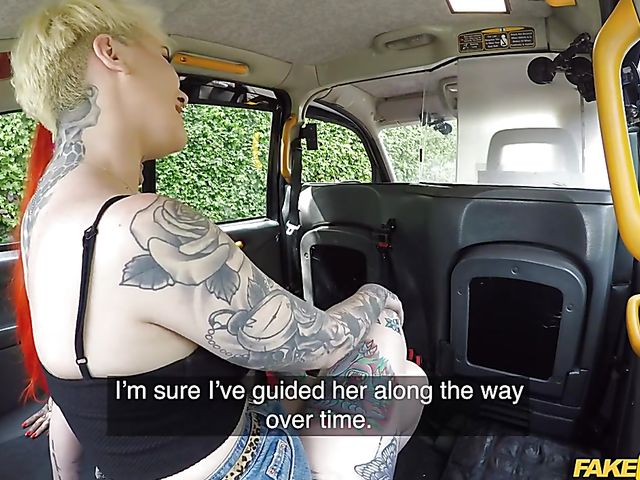 Pussy fisting fun in a taxi with tattooed sluts Alexxa Vice and Pixi Peach