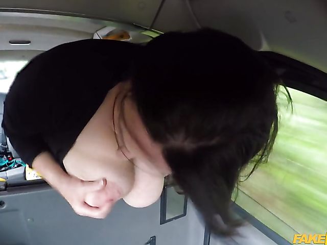 Thick busty woman with huge natural boobs Josephine James gets dirty in a taxi