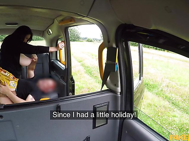 Thick busty woman with huge natural boobs Josephine James gets dirty in a taxi