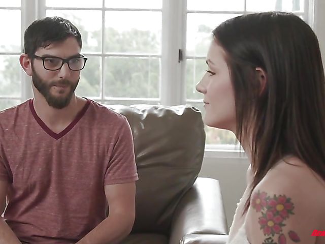 Lucky nerd is happy to fuck cute brunette Rosalyn Sphinx