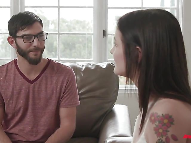 Lucky nerd is happy to fuck cute brunette Rosalyn Sphinx