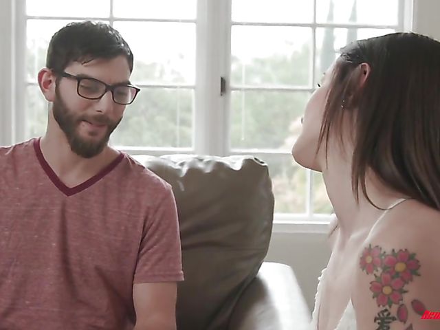Lucky nerd is happy to fuck cute brunette Rosalyn Sphinx