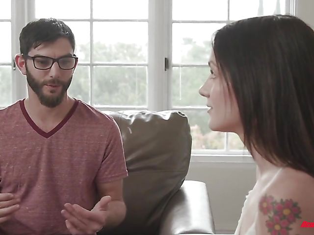 Lucky nerd is happy to fuck cute brunette Rosalyn Sphinx