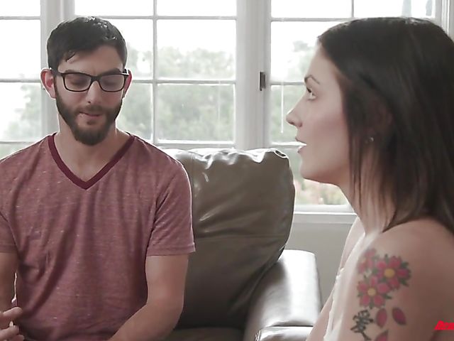 Lucky nerd is happy to fuck cute brunette Rosalyn Sphinx