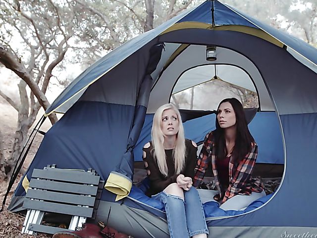 Charlotte Stokely and Aidra Fox lesbian camping in the wild