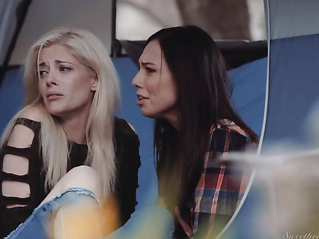 Charlotte Stokely and Aidra Fox lesbian camping in the wild