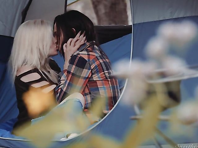 Charlotte Stokely and Aidra Fox lesbian camping in the wild