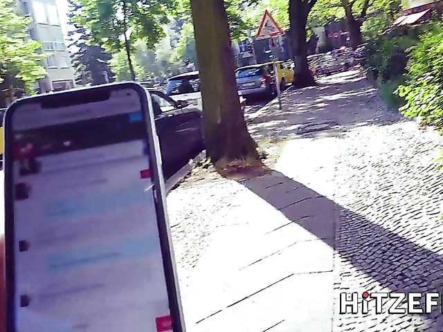 German MILF Sophie Logan flashes her tits and slit in the street before she gets fucked