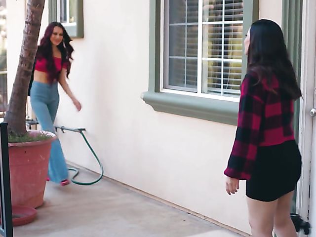 Amazing lesbian threesome in the bedroom with Aidra Fox, Sabina Rouge and Aria Lee