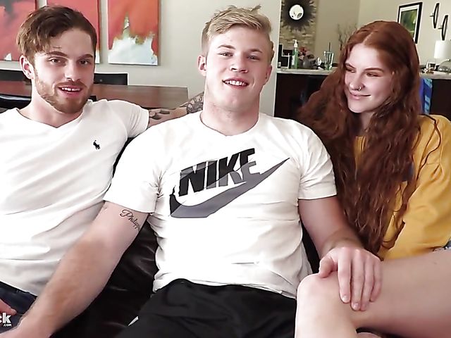 Bisexual strapon threesome with Dustin Hazel, Troy Daniels and Jane Rogers