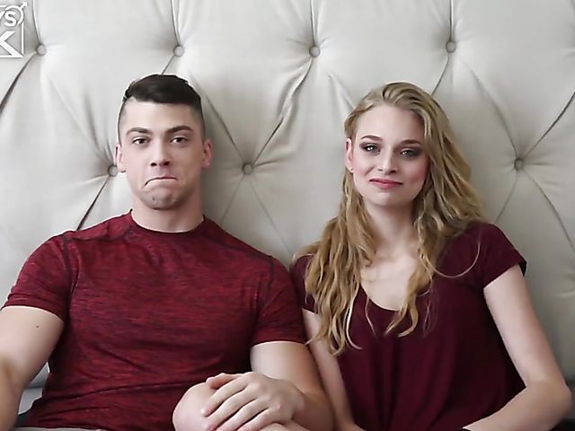 Small tits blonde Sarah Sunday shares her bed with hot guy Collin Simpson