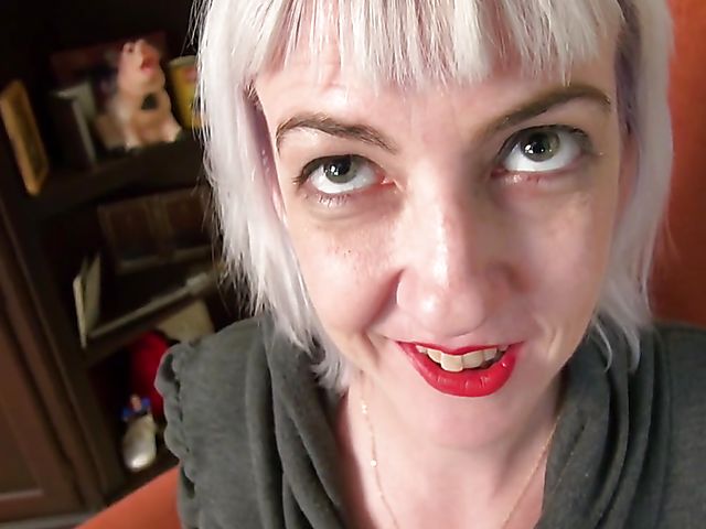Mature dildo freak Sylvie J rubs her cunt in her see-through pantyhose and fucks herself
