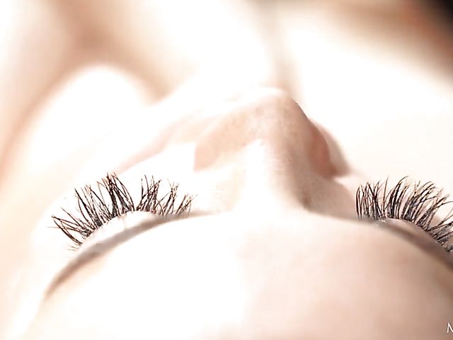 Red-haired Sabina Rouge solo fingering in stockings before shower masturbation