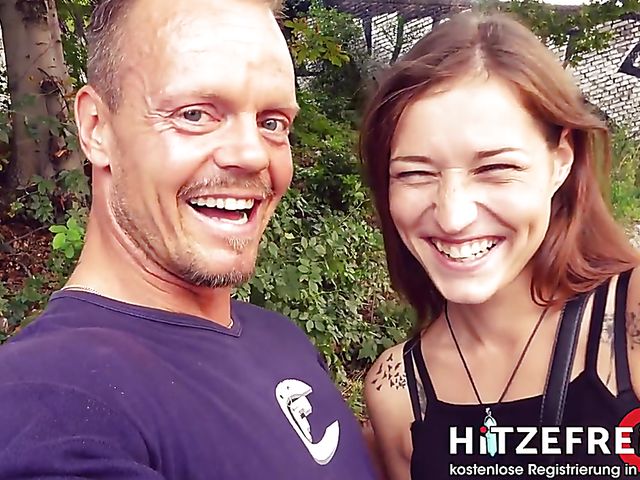 Minidress sex in public place with tiny Mina