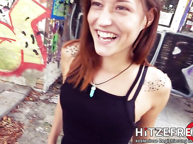 Minidress sex in public place with tiny Mina