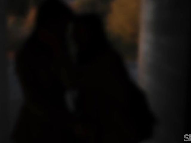 Skinny lesbian girls  Lorena B and Sabrisse A make love on the couch