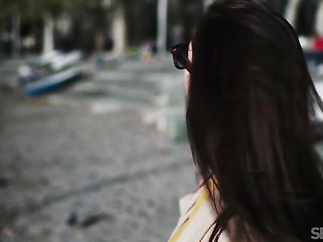 Skinny lesbian girls  Lorena B and Sabrisse A make love on the couch