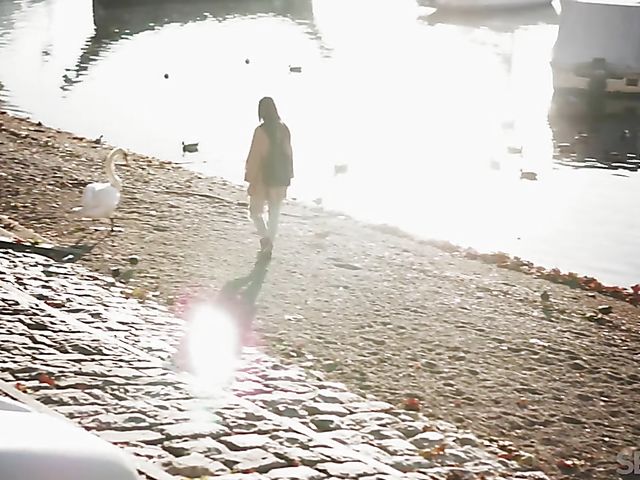 Skinny lesbian girls  Lorena B and Sabrisse A make love on the couch