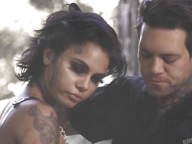 Tattoos and latex anal with alt brunette Genevieve Sinn outside