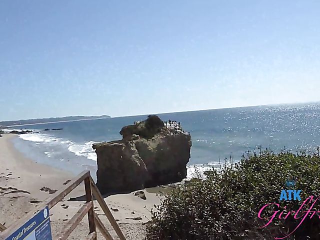 Pretty bikini teen Audrey Hempburn shows it all on the way to the beach