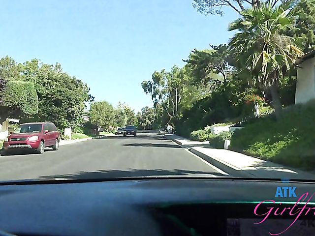 Pretty bikini teen Audrey Hempburn shows it all on the way to the beach