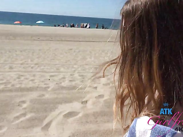 Pretty bikini teen Audrey Hempburn shows it all on the way to the beach