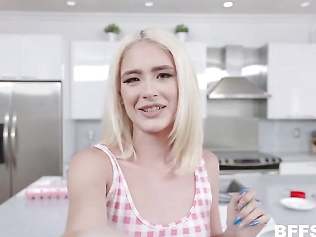 Three girls one guy seduction in the kitchen with Jessie Saint, Judy Jolie and Vanessa Sky