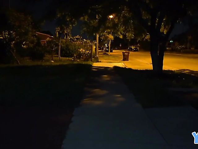 Petite asian teen Vina Sky in fishnets and police uniform flashes her goods in the street and fucks on Halloween