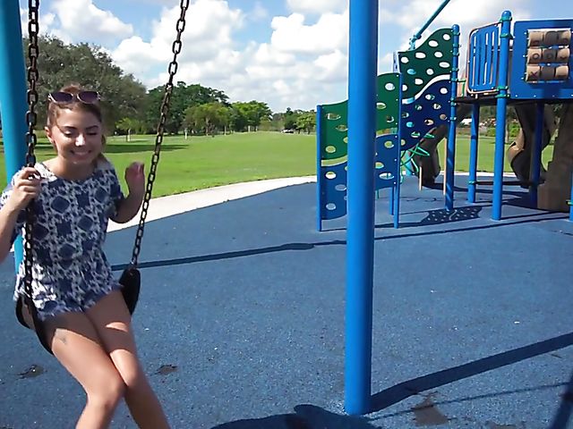Playground blowjob and sex in bed with naughty teen Ava Eden