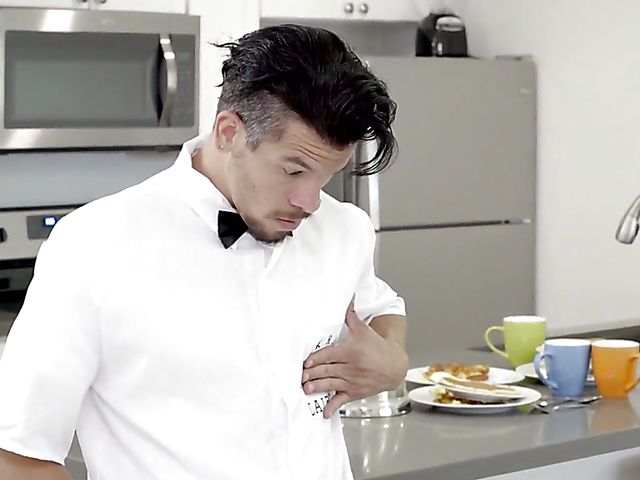 Skinny milf maid Sofie Marie fucks a milkman after breakfast