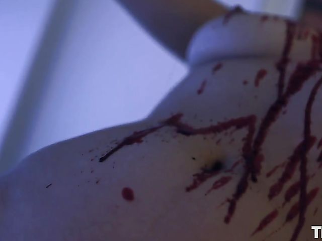 Hot wax play in bed and fingering hairy snatch in the candlelight with dirty Violet Russo