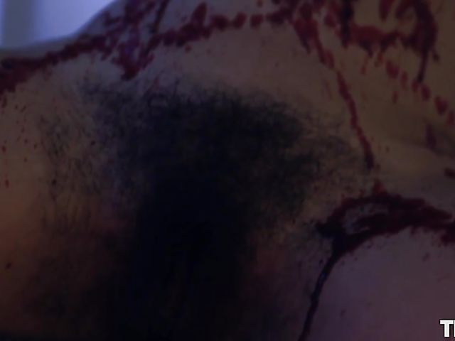 Hot wax play in bed and fingering hairy snatch in the candlelight with dirty Violet Russo