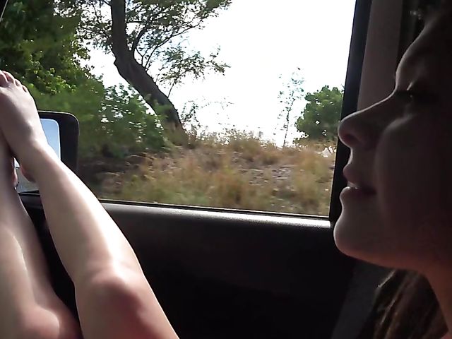 Teen ATK girlfriend Winter Jade peeing outdoors and getting fingered at home