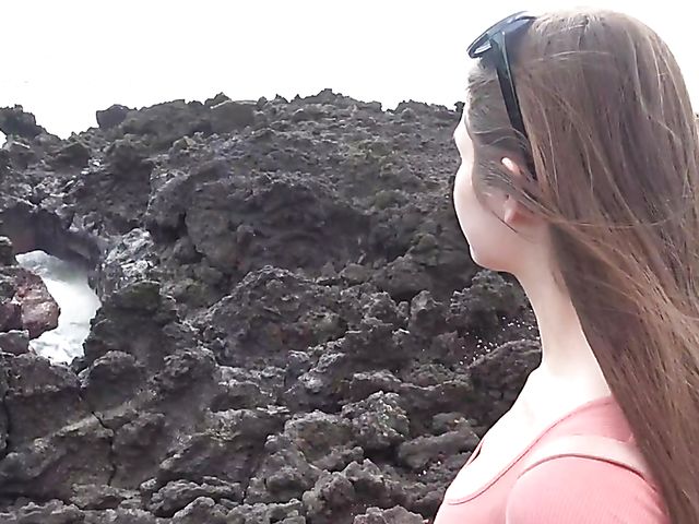 Teen ATK girlfriend Winter Jade peeing outdoors and getting fingered at home