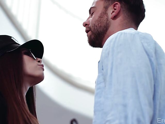 Sexy police girl in black boots Gianna Gem fucking on stairs