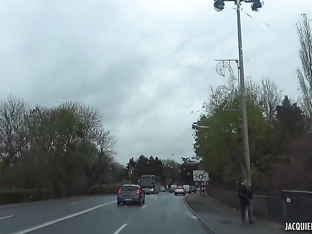 Big titty French MILF Victoria flashing in the street and getting fucked