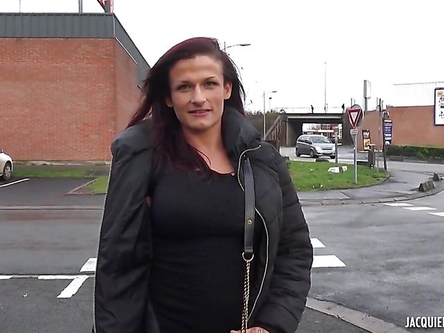 Big titty French MILF Victoria flashing in the street and getting fucked