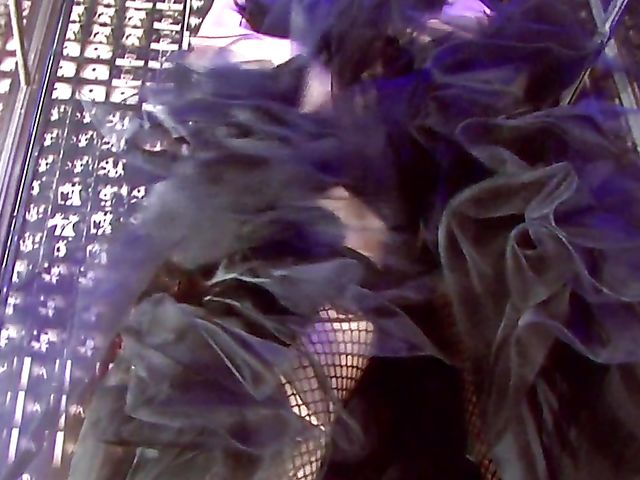 Jelena Jensen solo in black fishnet stockings and gloves