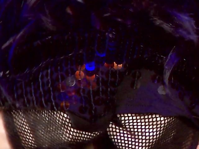 Jelena Jensen solo in black fishnet stockings and gloves