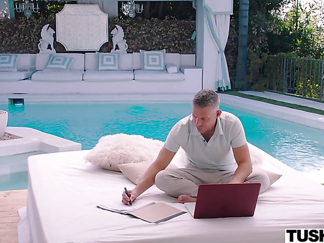 Perfect anal sex by the pool with Kyler Quinn and Mick Blue 