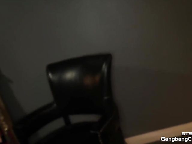 Interracial blowjob party with young looking cock slut Gwen