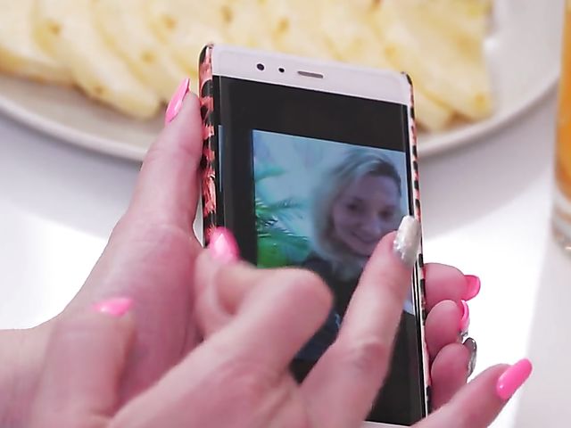 Sandy Big Boobs shows her mammaries to a young guy and gets nailed in the kitchen