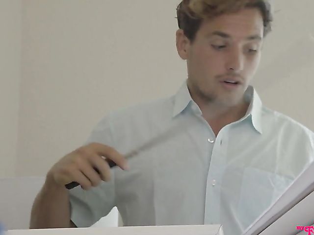 German hottie Jewelz Blu learns English with a hard dick in her shaved pussy