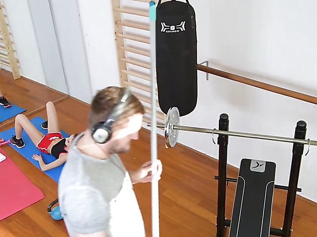 Italian skinny anal girl in red shorts Rebecca Volpetti gets assfucked in the gym