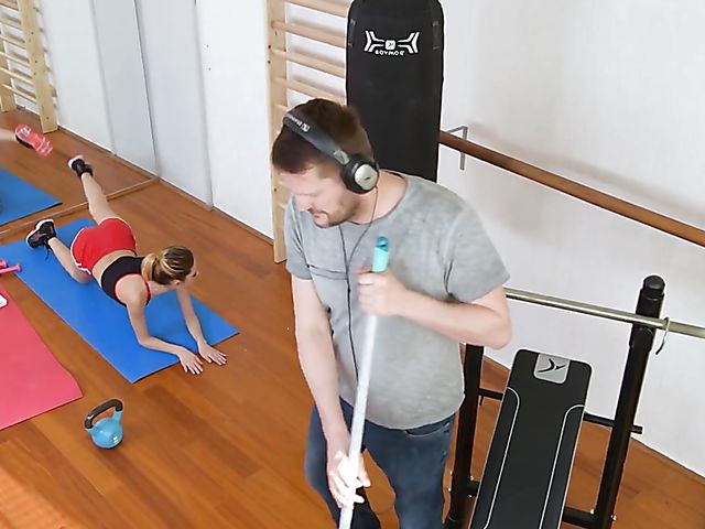 Italian skinny anal girl in red shorts Rebecca Volpetti gets assfucked in the gym